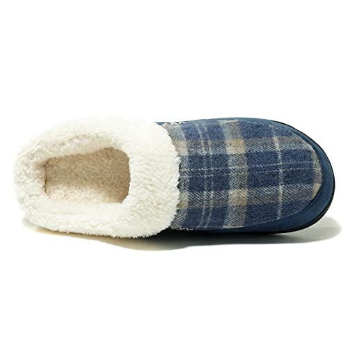 Image of NewDenBer Men's Warm Memory Foam Suede Plush Fleece Lined Slip on Indoor Outdoor Clog House Slippers