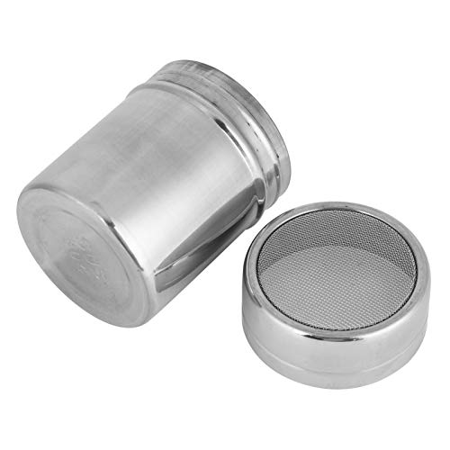 Powder Sugar Shaker with Lid, Stainless Steel Fine Mesh Shaker Cocoa Flour Chocolate Coffee Sifter Cinnamon Pepper Powder Shaker(S)