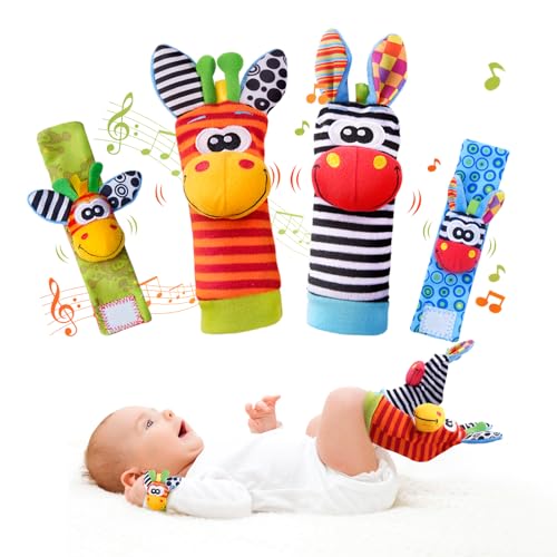 Image of PHEZAPA Baby Toys 0-6 Months, Wrist Rattles Foot Finder Socks Set, Infant Rattle Socks and rattles Wrist, Soft Newborn Sensory Toys,Infant Wrist Rattles for Babies 0-6 Months,Baby Gifts 6-12 Months