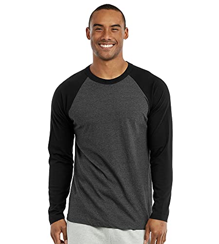 TOP PRO Men's Full Length Sleeve Raglan Cotton Baseball Tee Shirt