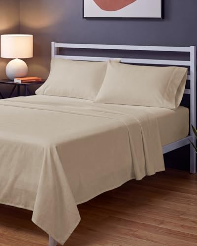 Image of Sleepy Town Queen Size Bed Sheets - 4 Piece - Queen Sheet Set - Extra Soft, Comfy & Cooling - Easy Care - Shrinkage, Wrinkle & Fade Resistant - Brushed Microfiber - Deep Pocket Bed Sheets (Cream)