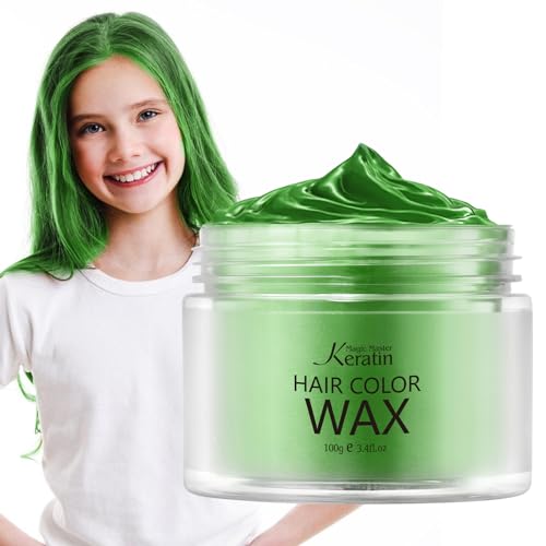 Temporary Hair Color Wax Emerald Green, Magic Master Keratin Hair Dye Paint Wax, 3.4 Fl Oz Natural Washable Temporary Hair Color for Kids Girls Women & Men,Party, Cosplay, Festival & Halloween