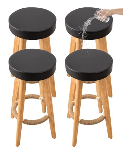 Image of CRFATOP 4 Pack Waterproof Bar Stool Covers Round Seat Slipcover,M,Black