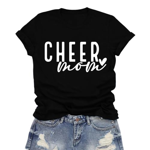Cheer Mom Shirt for Women Game Day Mama Tshirt Mama Cheerleading Tee Tops