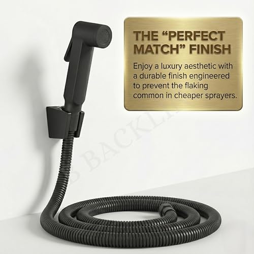 Image of B Backline Jet Spray Pipe for Toilet | High Pressure Health Faucet for Toilets | Jet Spray with 1.2 Mtr Flexible Hose Pipe and Wall Hook | Water Saving Nozzle (Black Matt)