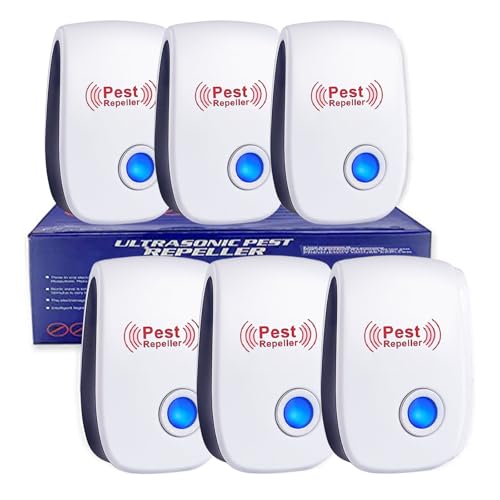 Répulsif Ultrason Anti-Rongeurs Insectes, 6 Pack Ultrason Anti Moustique Ultrason Souris et Rats, Intérieur Répulsif Électronique Insectes Anti Souris,...
