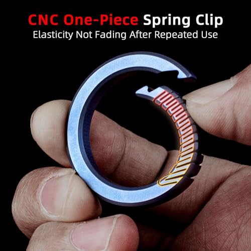 Image of FEGVE Integrated Titanium Round Carabiner Key Clip with 2 Key Rings