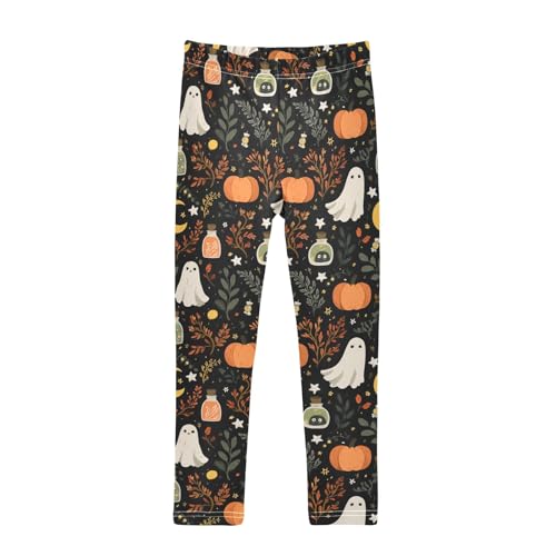 senya Girls Printed Leggings Yoga Pants Leaf Ghost Pumpkin Potion Pattern for Kids in 4t to 10 Years, 4T
