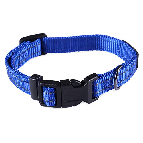 Image of Max and Neo NEO Nylon Buckle Reflective Dog Collar - We Donate a Collar to a Dog Rescue for Every Collar Sold (X-Small, Blue)