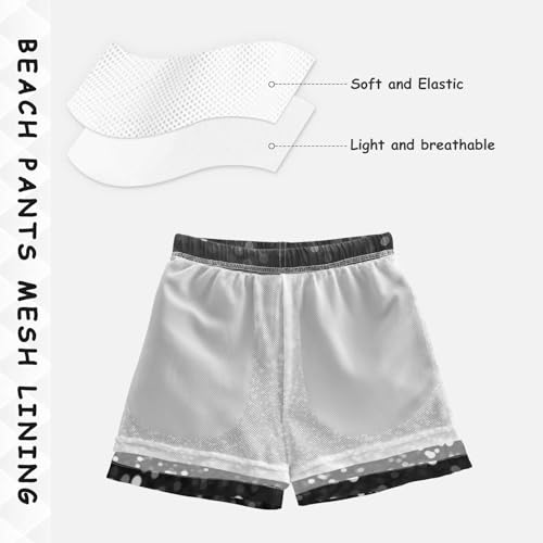 Pigsaly Boys Swim Trunks Dark Charcoal Gray Silver Gradient Flashing Glitter Boys Board Shorts Swimsuit Swimwear XS4