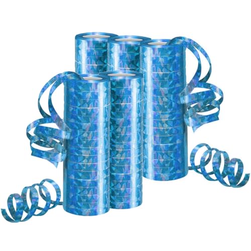 Luftschlangen Metallic Blau, Party Deko - 5 Rollen mit 18 Glitzernden Luftschlangen für Geburtstag -5STK-