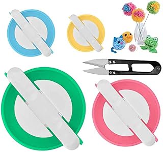 Pompom Maker Kit 4 Sizes Pom Pom Making Tool Set Fluff Ball Weaver Craft DIY Pom Pom Maker with Small Scissors Easy Way to Make Pompoms