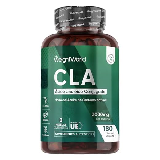 CLA Ácido Linoleico Conjugado 3000mg 180 Cápsulas - Suplemento Dietético Keto de Perlas de Aceite de Cártamo Puro Potente Fuente Natural de Ácidos Grasos Omega 6 Sin Lactosa, Para 2 Meses