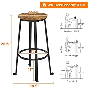 Yaheetech 29.5 inch Bar Stools Set of 2 Bar Height Stools Industrial Tall Bar Chair Round Backless Counter Stools with Metal Legs for Dining Room/Living Room/Kitchen Counter Rustic Brown Yaheetech 295 inch Bar Stools Set of 2 Bar Height Stools Industrial Tall Bar Chair Round Backless Counter Stools with Metal Legs for Dining RoomLiving RoomKitchen Counter Rustic Brown