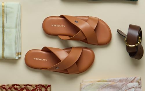 Image of Neeman's Minimals Sandals for Men | Casual Slippers with Ergonomic Arch Support & Anti Skid Sole | Faux Leather Waterproof Chappal | Lightweight Monsoon Floaters for Beach & Outdoor Wear
