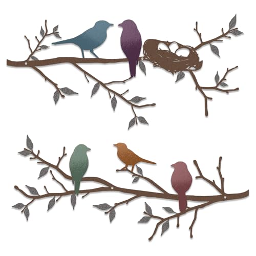 Luccyle Decoraciones de Pared de pájaros de Metal Decoraciones de Valla Decoraciones rústicas para Decoraciones de jardín de balcón de Interior o Exterior (Multicolor 16.9in x 7 in)