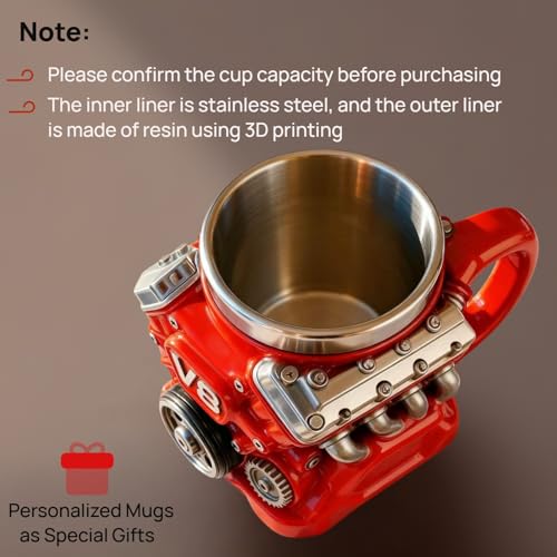 Image of V8 Engine Coffee Mug,Car Coffee Mug Personalized with Handle