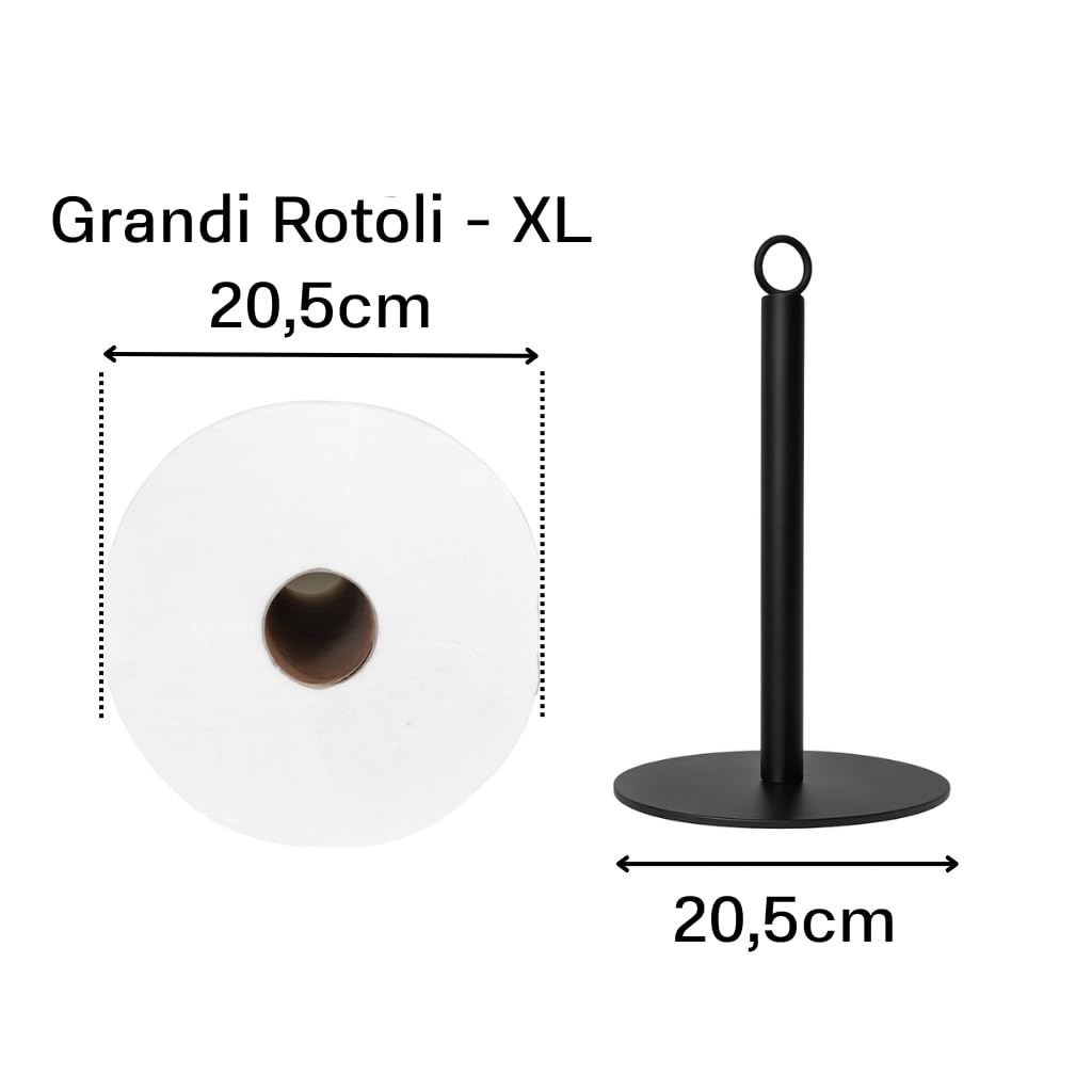 Porta Scottex Cucina e Porta Rotolo Industriale, Portarotolo per Rotoloni di Carta Grandi 20,5 cm, Supporto da Appoggio per Piano di Lavoro, Dispenser Carta Cucina Robusto, Portascottex
