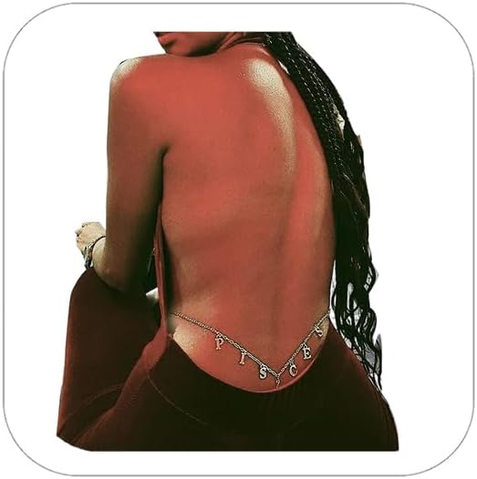 Women Sexy Rhinestone Pisces Constellations Waist Body Chain Crytal Sexy 12 Constellations Letter Pendant Belly Waist Chain T-string Thong Body Jewelry
