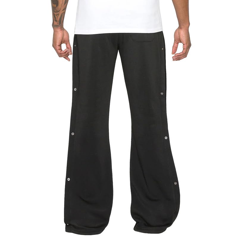 Men's High Street Style Trendy Pants Casual Solid Color Wide Leg Trousers Basic Straight Outfits with Side Button3