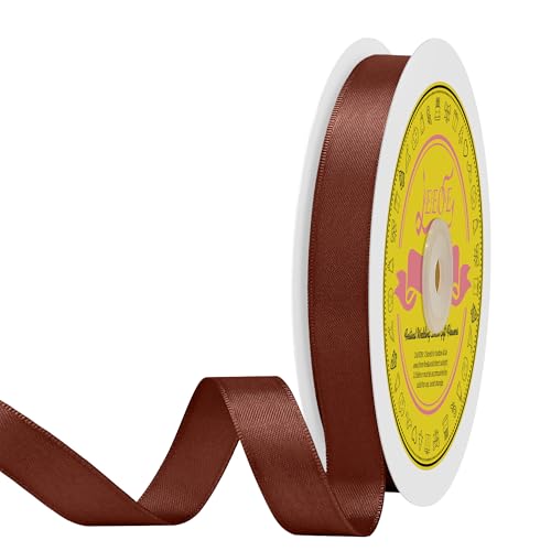 Image of Double Face Rust Satin Ribbon 5 /8 inch X 50 Yards Polyester Rust Ribbon for Gift Wrapping Very Suitable for Weddings Party Invitation Decorations and More