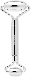 SACHEU Stainless Steel Face Roller for Lymphatic Drainage, Puffiness Reduction & Face Lifting - Dual-Sided Cooling Massager with Travel Pouch