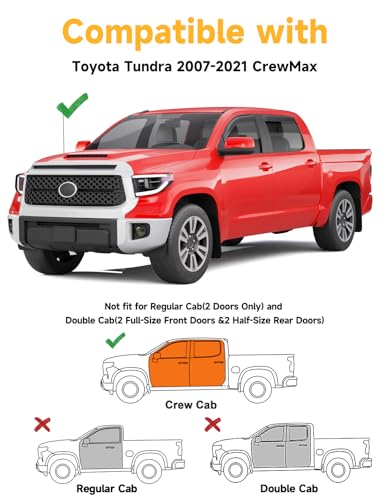 Image of Window Visors Rain Guards for Toyota Tundra CrewMax 2007-2021 | in-Channel,Extra-Thick,Extra Durable,Window Deflectors,Vent Visors,Vent Shades,Truck Accessories,Polycarbonate (PC)