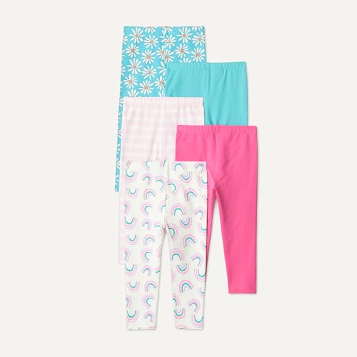 Image of Amazon Essentials Girls' Cotton Stretch Leggings, Multipacks