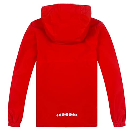 Image of Boys Girls Rain Jackets Waterproof Hooded Fleece Raincoats Lightweight Windbreakers for Kids