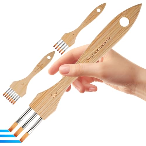 Pincel De Rastrillo para Pintura | 3 Piezas para Texturas con Nylon Y Lana para Pintura Al Óleo | Juego de Pinceles con Peine | para Acuarela Principiantes Adultos Artesanía Cerámica Lienzo