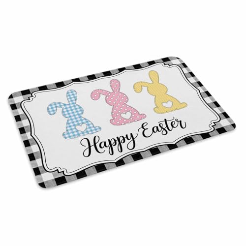 Happy Easter Door Mat Indoor Outdoor Entrance,Non Slip Small Rug