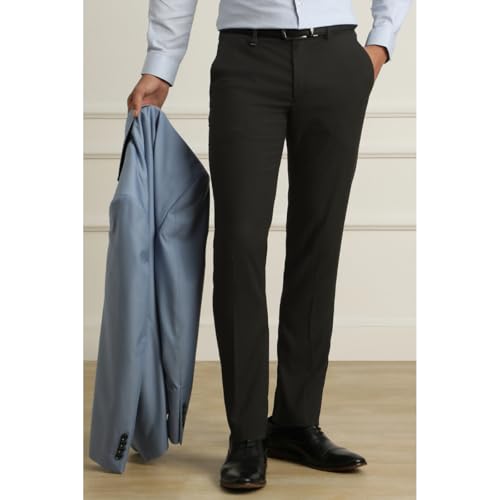 Image of Van Heusen Men's Mid Rise Slim Fit Durapress Flat Front Trousers | Superior Comfort | Auto-Flex Waist Band | Soft Touch