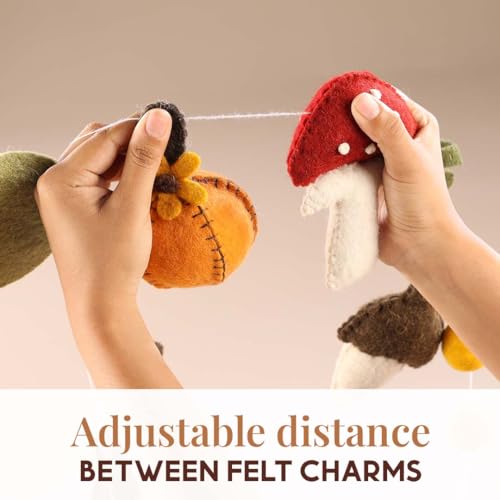 Image of Folkulture Fall Garland - 72 Inch | Fall Leaf Garland for Fall Decorations for Home, Mantle, Pottery Barn Decor | Cute, Premium Wool, Pre Strung Autumn Leaves Felt Garland for Wall Decor, Thanksgiving
