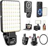 128LED luce selfie per telefono,Magnetica Luce per Foto Portatile Dimmerabile 3000-6500K 3 Modalità,2000mAh Batteria Portatile Luce Fotocamera, Lampada per Foto per Telefono/iPad (Black)