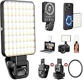 128LED Lumière Téléphone Selfie Light,magnétique Lampe à Selfie Flash Portable 3 Modes d'éclairage ajustés et 10 Niveaux de luminosité pour téléphone, Caméra, Ordinateur Portable,TikTok (Black)