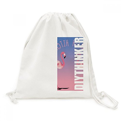 Sac à cordon couple de flamants roses en toile pour voyage et shopping