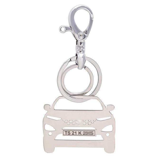 Image of SIlver Valley 1.75mm Thick Customized Car Key Chain Your Car No. Plate on Your Any Car Model Keychain