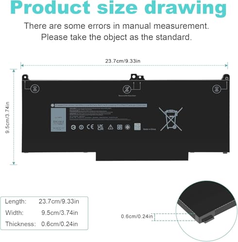 Image of MXV9V Battery for Dell Latitude 5300 5310 7300 7400 E5300 E5310 E7300 E7400 Series, Latitude 5300 5310 2-in-1,for dell inspiron 7300 /7306 2-in-1 Black Series P96G P97G P99G P100G 5VC2M 829MX (MXV9V)