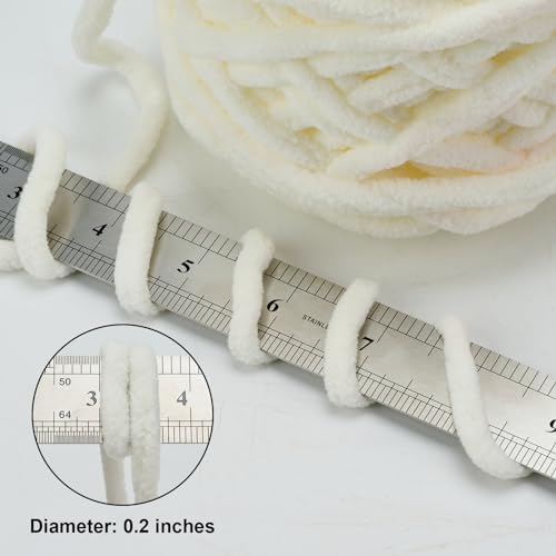 Image of INNDUN Blanket Yarn 3 Pack of 100g /3.5oz - Cream Chenille Yarn 6 Super Bulky - Knitting, Crocheting & Crafts Chunky Yarn