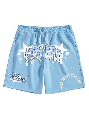 SHENHE Men's Graphics Shorts Drawstring Waist Print Workout Track Streetwear Shorts with Pocket