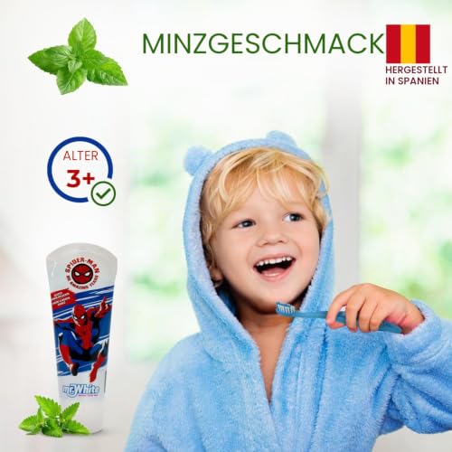 Spiderman Zahnpasta mit Minzgeschmack für Kinder, mit Fluorid für gesundes Zahnfleisch, 75 ml – Ansicht 4