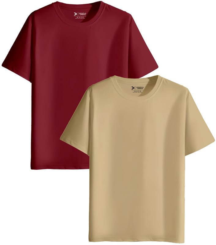 Image of XENOVAURBAN Unisex Regular Cotton Combo of 2 Solid Color Tshirt