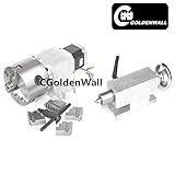  CNC 4. Achse mit lückenlosen Übergang harmonische Drive Reduzierung Gear Box für CNC Router 3-jaw Chuck 80 mm + Reitstock - 0.036 degree/step( for 50:1)