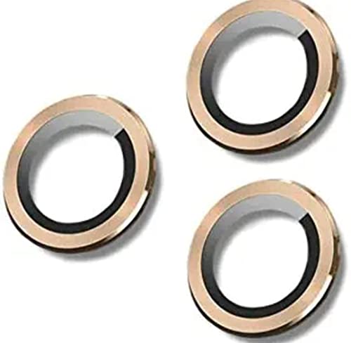 Image of LINEOVAL Compatible Premium Camera Lens Protector Ring for iPhone 12 Pro | Aluminum Metal Camera Guard | Shockproof Scratch Resistant Lens Cover Gold