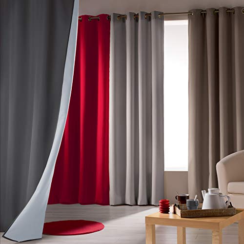 Douceur d'Intérieur Eyelet Curtain 140 x 260 cm Polyester Thermal Icemount White, W 55.1" x L 102.4" (1 Panels) - Image 2