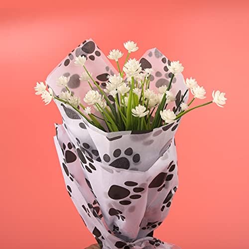 Berolle 30 Sheets Paw Print Tissue Paper Gift Wrapping Tissue Paper for Weddings Birthday Party Baby Showers DIY Crafts