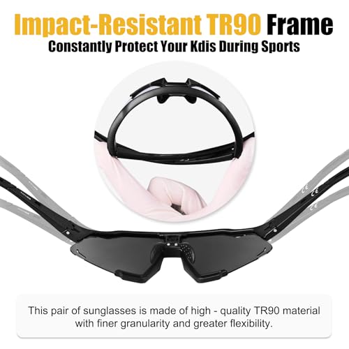 Image of X-TIGER Polarized Kids Sunglasses Youth Baseball Sunglasses UV400 Boys Girls Sports Sun Glasses for Softball Cycling Scooter