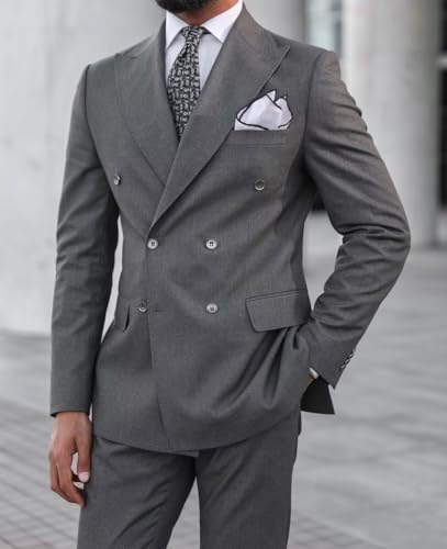 Double Breasted Suit Men 2 Piece Slim Fit Suits for Men Double Breasted Blazer Pants Wedding Business Prom Party3