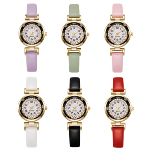Montre décontractée pour femme lot de 6 boîtiers simples avec bracelet cuir