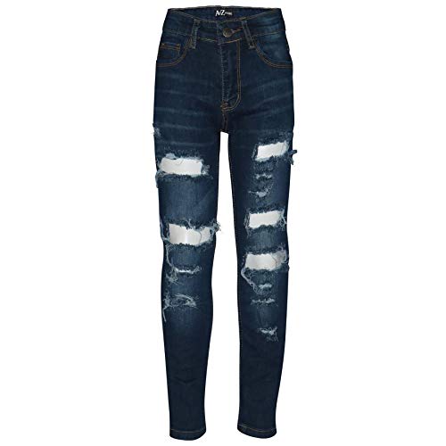 A2Z 4 Kids Boys Ripped Denim Jeans Stretch Skinny - Jeans JN57 Dark Blue 11-12